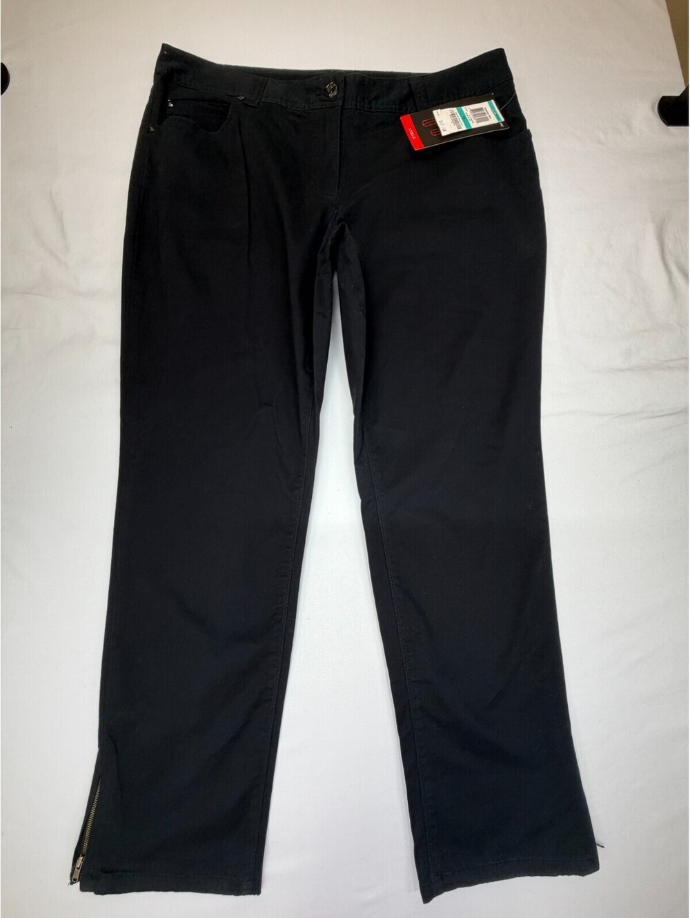 Style & Co Women’s Pants Ankle Flat Front Straight Zip Size 16 Black NWT